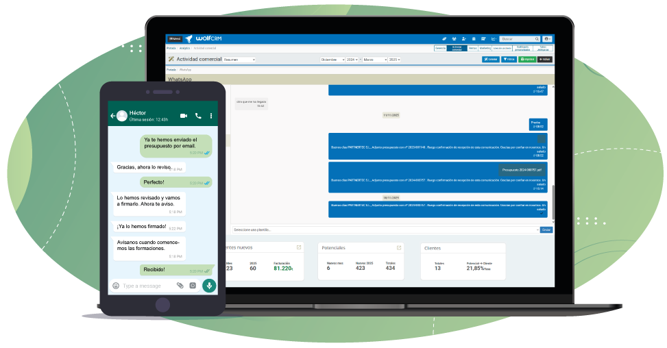 WhatsApp Business en WolfCRM. Comunicación comercial y SAC de manera eficiente